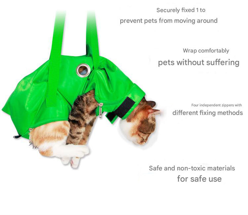 Size S Orange Multi-Functional Cat Grooming Bag - Anti-Scratch Restraint Pouch for Nail Trimming and Vet Visits - view 4
