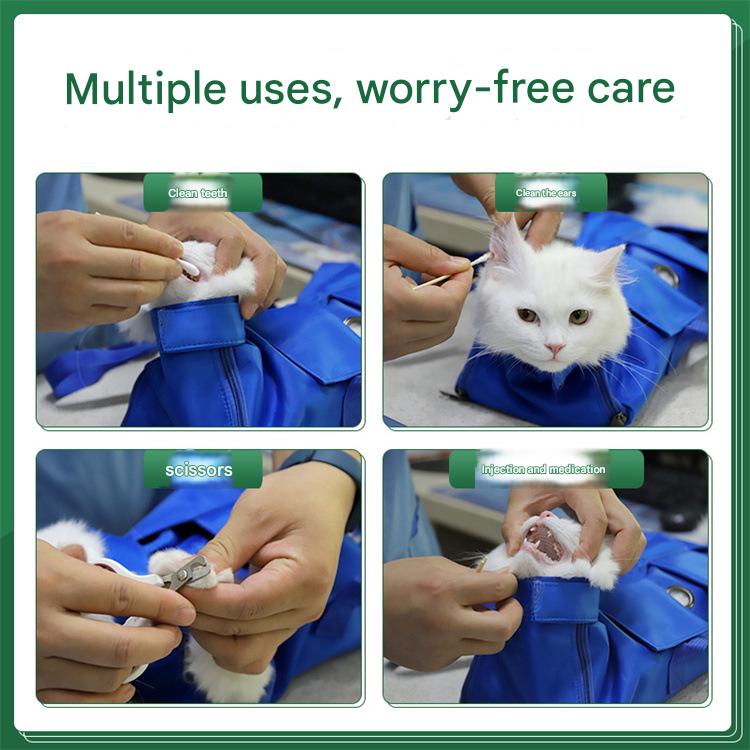 Size M Orange Multi-Functional Cat Grooming Bag - Anti-Scratch Restraint Pouch for Nail Trimming and Vet Visits - view 9