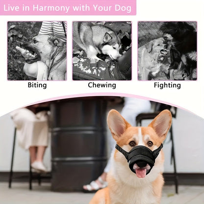 3 Pcs Size S Black Breathable Mesh Dog Muzzle - Soft & Comfortable Guard to Prevent Biting, Allows Panting and Drinking - view 6