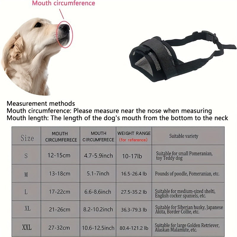 3 Pcs Size M Black Breathable Mesh Dog Muzzle - Soft & Comfortable Guard to Prevent Biting, Allows Panting and Drinking - view 3