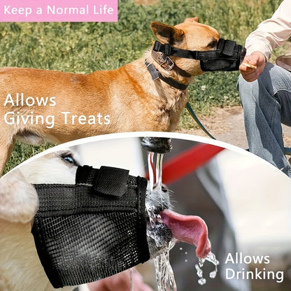 3 Pcs Size L Black Breathable Mesh Dog Muzzle - Soft & Comfortable Guard to Prevent Biting, Allows Panting and Drinking - view 5