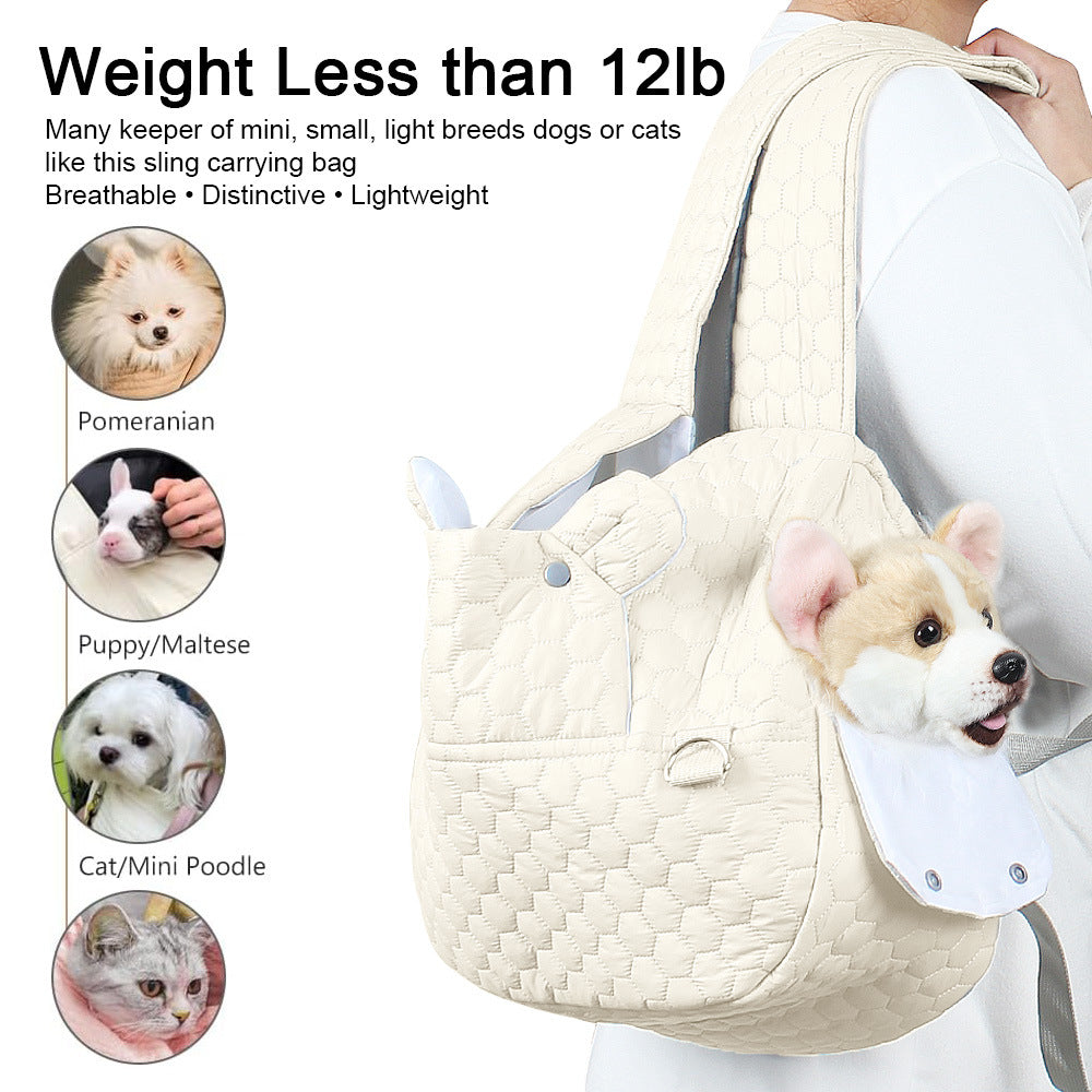 Grey Quilted Hands-Free Pet Carrier Sling - Comfortable Front Pack for Small Dogs & Cats - view 5