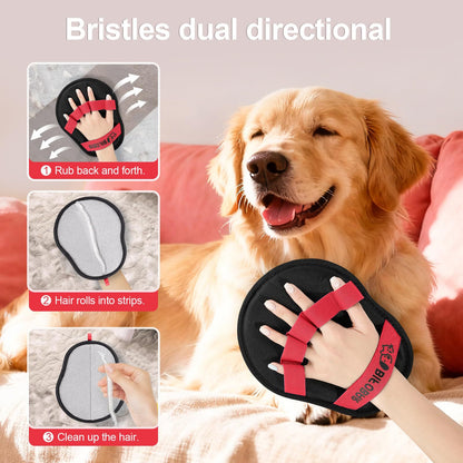 2-Pack Blue and Black Pet Hair Remover Glove - Reusable Double-Sided Deshedding Glove for Dog & Cat Grooming, Sofa, Carpet & Clothes Cleaning - view 2