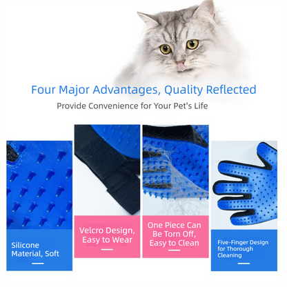 3 Pairs Blue Pet Grooming Gloves for Dogs & Cats - Deshedding, Bathing & Massage Brush - view 2