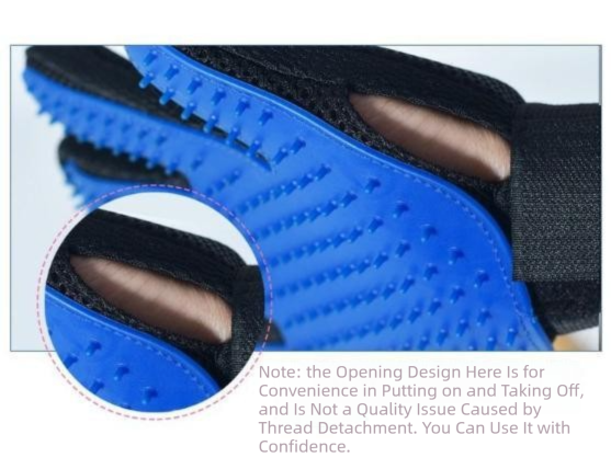 3 Pairs Blue Pet Grooming Gloves for Dogs & Cats - Deshedding, Bathing & Massage Brush - view 4