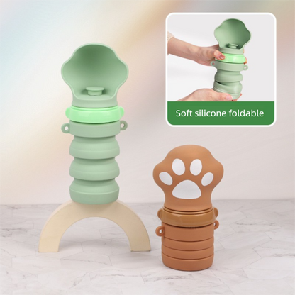 Green Portable Collapsible Pet Water Bottle for Dogs Outdoor Travel Drinking Dispenser Silicone Pet Water Cup - view 3