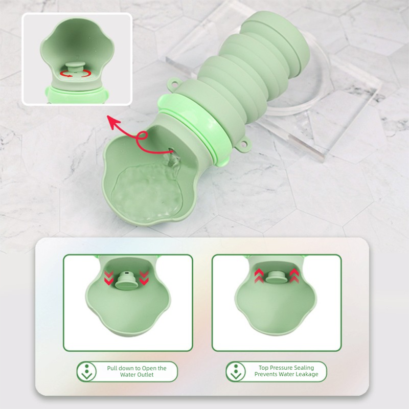 Pink Portable Collapsible Pet Water Bottle for Dogs Outdoor Travel Drinking Dispenser Silicone Pet Water Cup - view 5