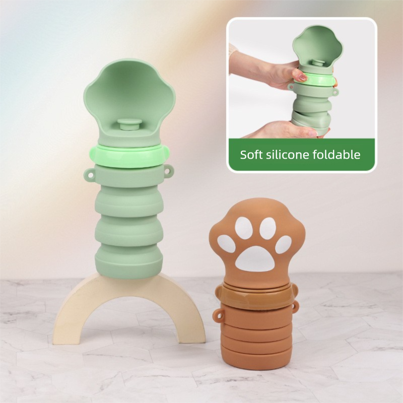 Brown Portable Collapsible Pet Water Bottle for Dogs Outdoor Travel Drinking Dispenser Silicone Pet Water Cup - view 3