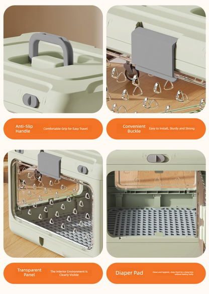 Green Premium Foldable Pet Carrier Crate - Breathable Aviation Travel Box for Cats & Small Dogs up to 10kg - Portable Car & Flight Transport Case - view 4
