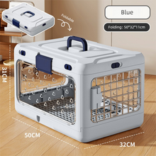Blue Premium Foldable Pet Carrier Crate - Breathable Aviation Travel Box for Cats & Small Dogs up to 10kg - Portable Car & Flight Transport Case