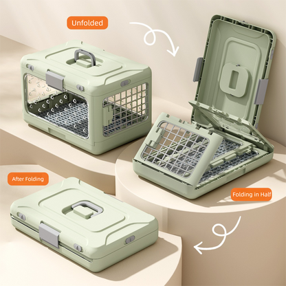 Grey Premium Foldable Pet Carrier Crate - Breathable Aviation Travel Box for Cats & Small Dogs up to 10kg - Portable Car & Flight Transport Case - view 3