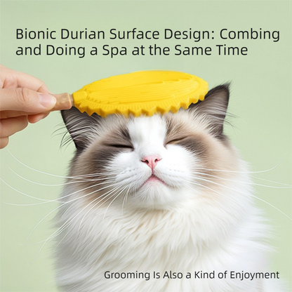Yellow Pet Durian Massage Comb 2-Pack - Cat Deshedding Brush with Dual-Sided TPR Design for Soft Skin and Fur Cleaning - view 2