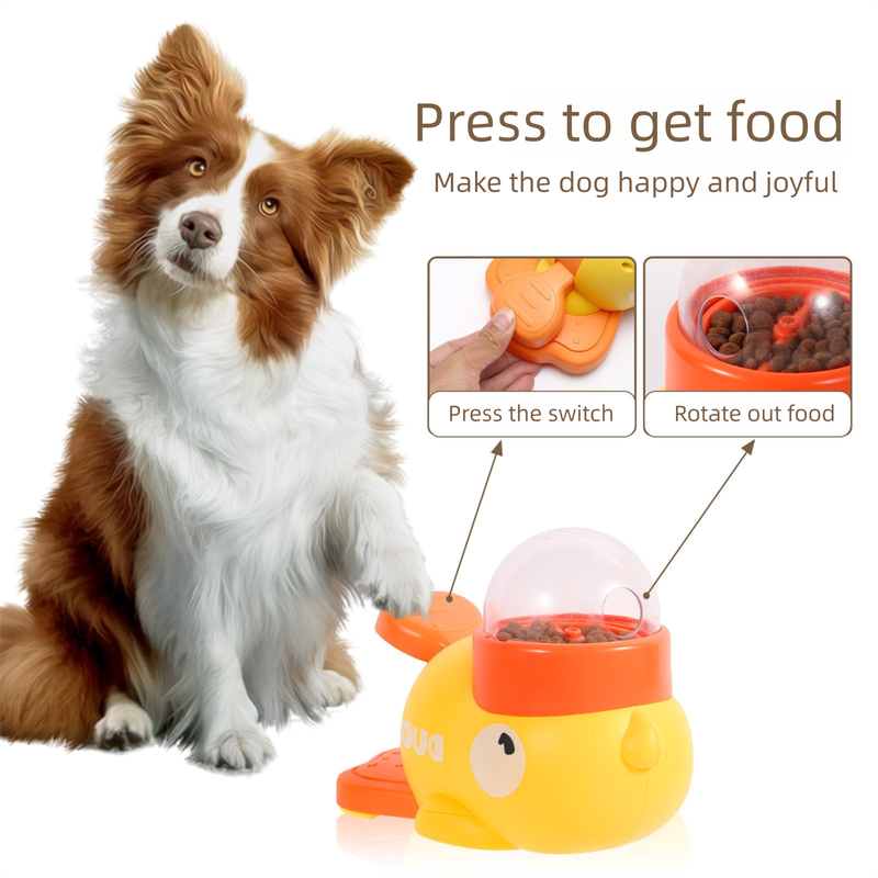 Yellow Interactive Duck-Shaped Automatic Pet Feeder – Smart Treat Dispenser for Cats & Dogs with 3 Adjustable Port Sizes - view 4