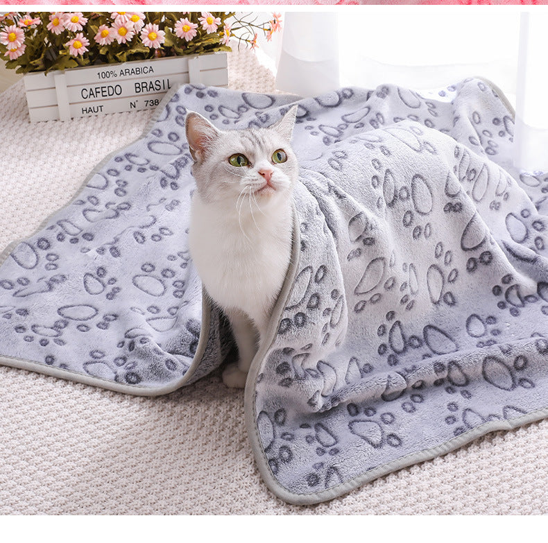 Grey Pet Blanket Set – Plush Paw Print Design, 3-Piece Pack (S/M/L Sizes) - view 2