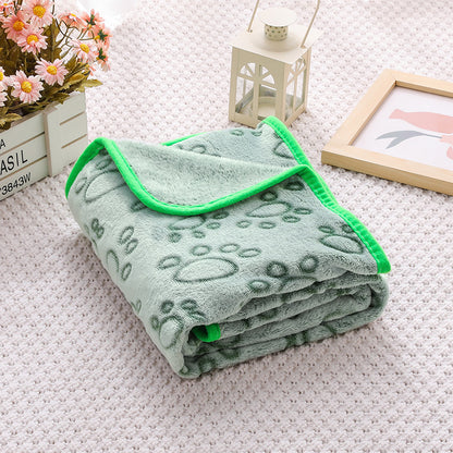 Green Pet Blanket Set – Plush Paw Print Design, 3-Piece Pack (S/M/L Sizes)