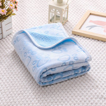 Blue Pet Blanket Set – Plush Paw Print Design, 3-Piece Pack (S/M/L Sizes)