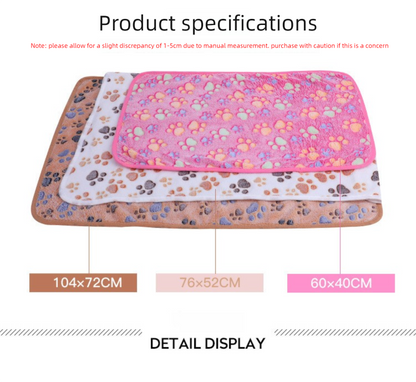 Blue Pet Blanket Set – Plush Paw Print Design, 3-Piece Pack (S/M/L Sizes) - view 4