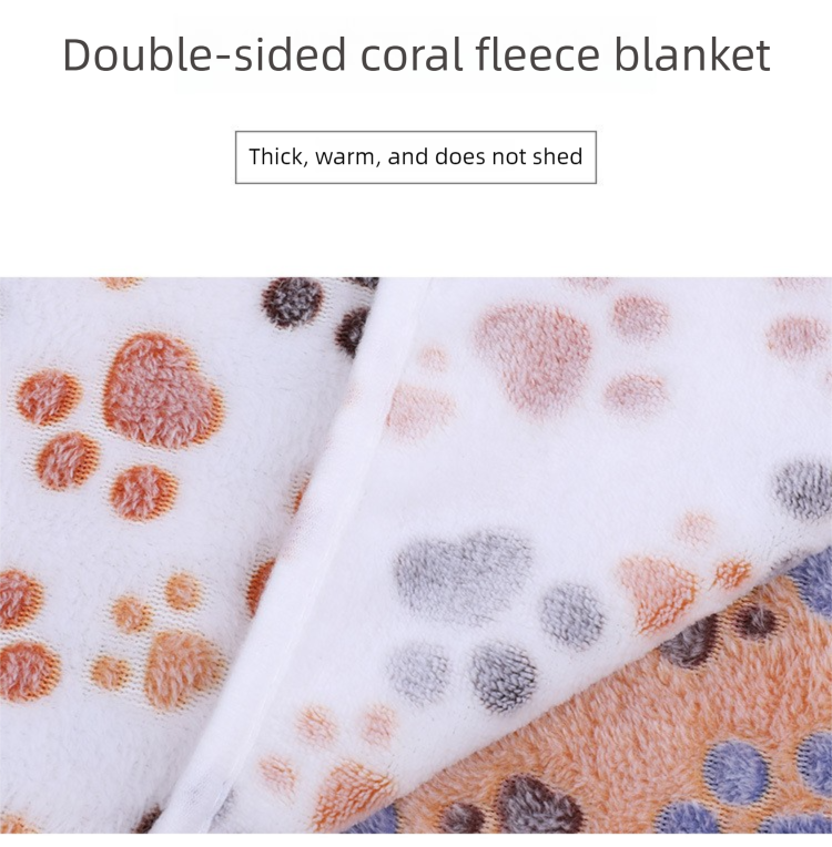 Brown Pet Blanket Set – Plush Paw Print Design, 3-Piece Pack (S/M/L Sizes) - view 5