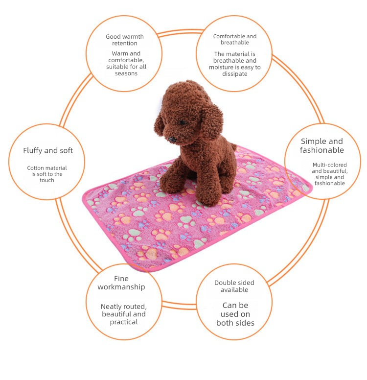 Brown Pet Blanket Set – Plush Paw Print Design, 3-Piece Pack (S/M/L Sizes) - view 7