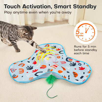 White Interactive Cat Play Tunnel & Hunting Cover - Self-Entertaining Pet Game Toy with Teasers - view 3