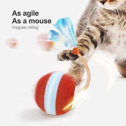 Red Interactive Smart Electric Cat Toy Ball - Automatic Irregular Rolling Teaser for Independent Play - view 2