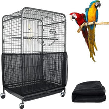 XXL Black【Height 40, Circumference 220】 Large Bird Cage Seed Catcher Net Cover - Adjustable Mesh Guard Splash-Proof Dust Cover for Indoor Outdoor Cages