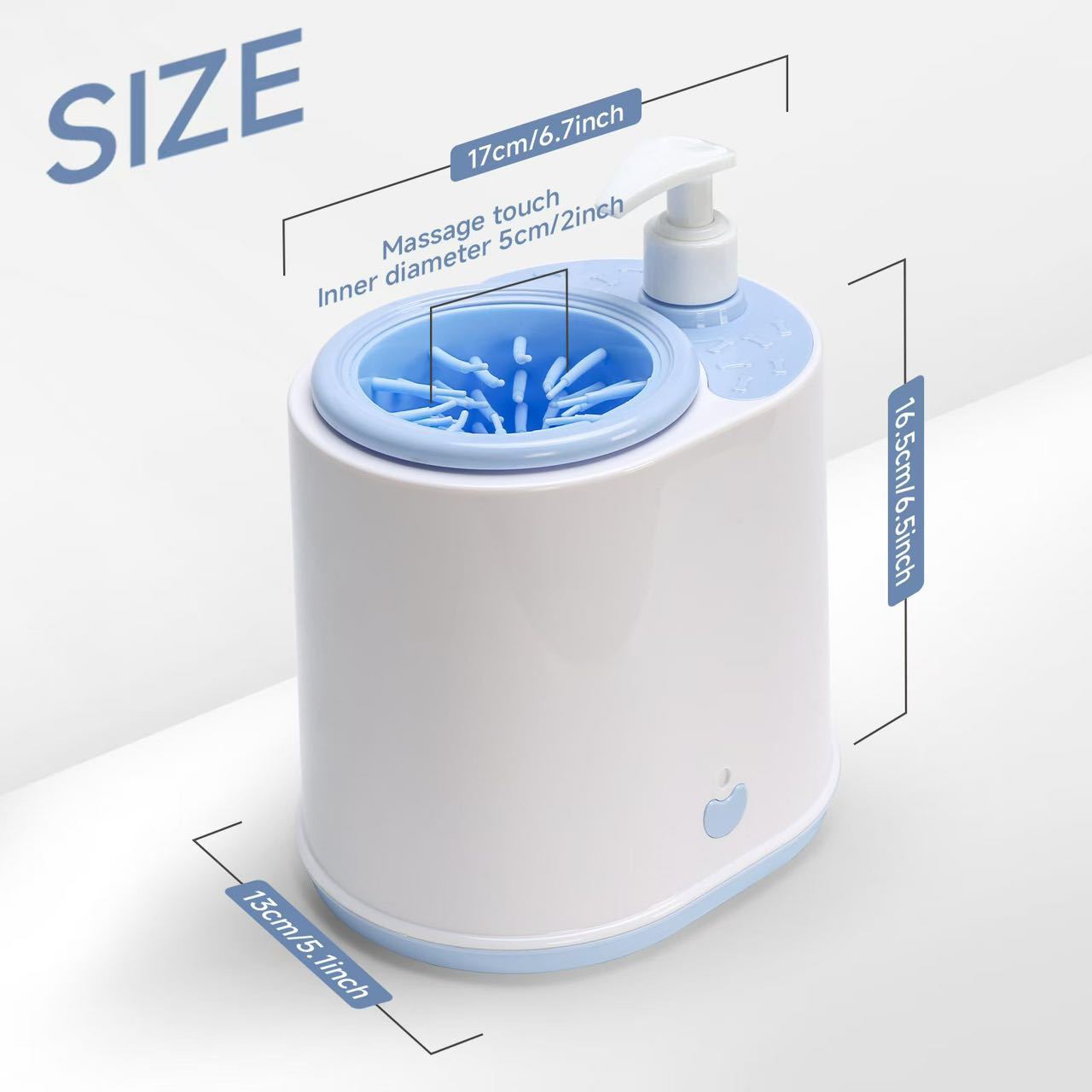 Blue Electric Pet Paw Cleaner Automatic Dog Foot Washer Cup with Built-in Soap Dispenser Soft Silicone Massage Bristles for Small Dogs & Cats - view 3