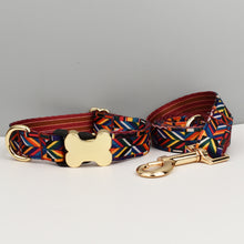 L Rainbow Boho Patterned Dog Collar with Gold Metal Bone Buckle Adjustable Tribal & Leopard Print Neck Strap for Puppies & Dogs