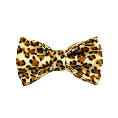 S Luxury 5 Piece Dog Harness and Collar Set Leopard Print with Leash Bow Tie & Waste Bag Holder Gold Metal Buckle Walking Gear - view 4