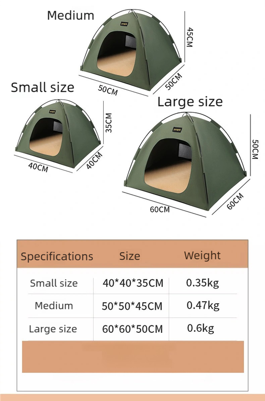 Small Size Pet Tent for Cats & Dogs(Green) - Portable Comfort Shelter with Soft Cushion - view 4
