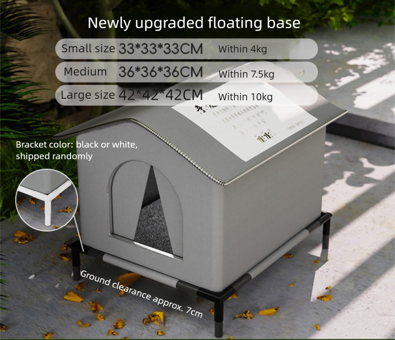 Small Size Elevated Indoor/Outdoor Pet Shelter(grey): Waterproof, Insulated for All-Season Warmth