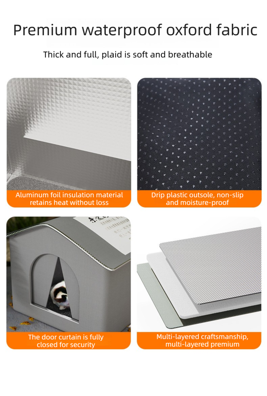 Medium Elevated Indoor/Outdoor Pet Shelter(grey): Waterproof, Insulated for All-Season Warmth - view 3
