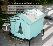 Small Size Elevated Indoor/Outdoor Pet Shelter(blue): Waterproof, Insulated for All-Season Warmth