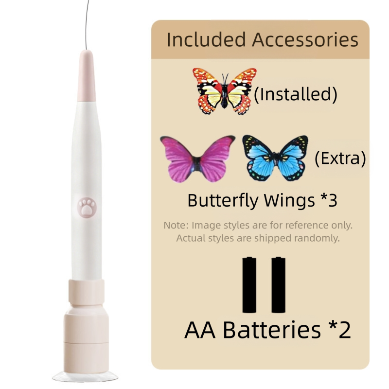 Automatic Interactive Butterfly Cat Toy – Electric Rotating Wand with 60CM Steel Wire, Suction Base & 2 Smart Modes for Kitten Enrichment - view 3