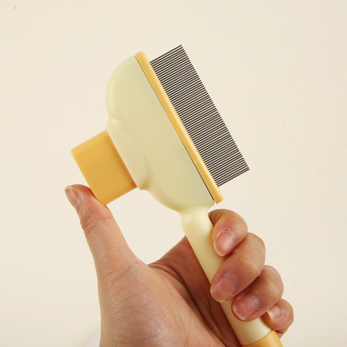 4-Pack Self-Cleaning Pet Brush Set – Stainless Steel Deshedding Slicker Combs (2 Long Pin & 2 Dual Pin) in Green & Yellow Tones - view 6
