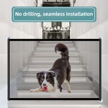 2-Pack Extra Wide Black No-Drill Pet Safety Barrier(180x72cm) With Hooks - Portable Mesh Dog Gate for Doorways, Stairs and Hallways, Easy Installation and Wall-Friendly