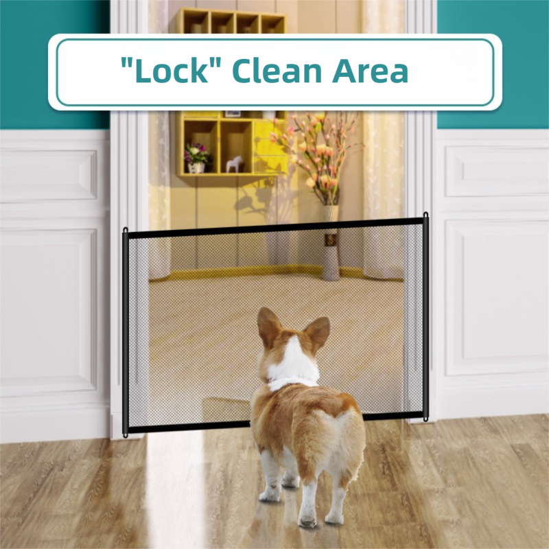 2-Pack Extra Wide Black No-Drill Pet Safety Barrier(180x72cm) With Hooks - Portable Mesh Dog Gate for Doorways, Stairs and Hallways, Easy Installation and Wall-Friendly - view 3