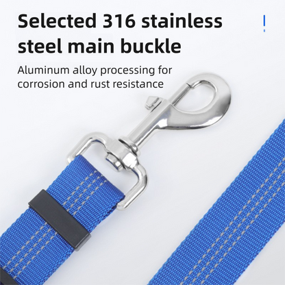 2PC Black Adjustable Dog Car Safety Seat Belt Leash - Anti-Shock Bungee Headrest Restraint with Reflective Stitching & 316 Stainless Steel Clip - view 3