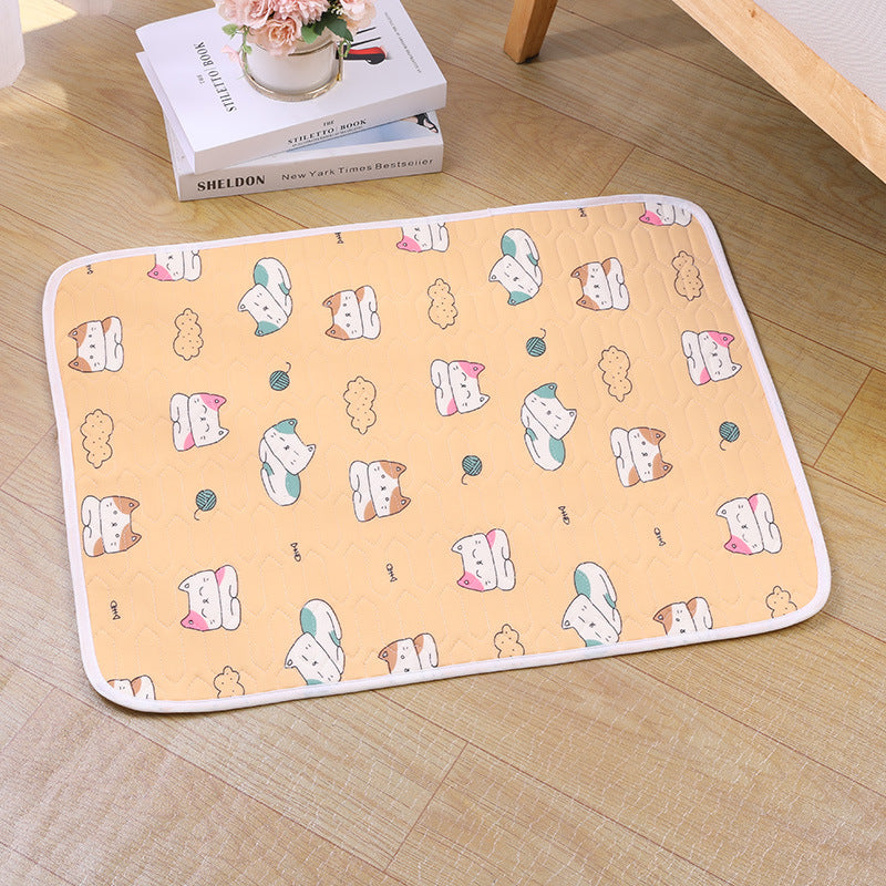 2-Pack Orange Cat Pet Summer Cooling Latex Pad (M Size: 50x40cm) - Breathable Ice Silk & Latex-Filled Dog Bed Cat Sleeping Mat with Non-Slip Base