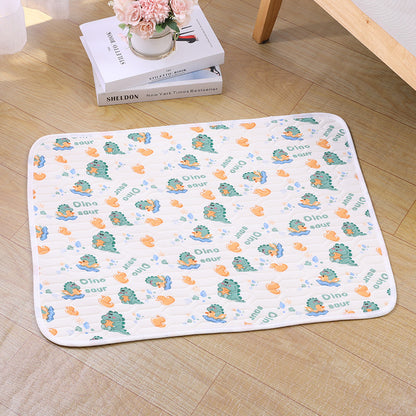 2-Pack Green Dinosaur Pet Summer Cooling Latex Pad (S Size: 40x30cm) - Breathable Ice Silk & Latex-Filled Dog Bed Cat Sleeping Mat with Non-Slip Base
