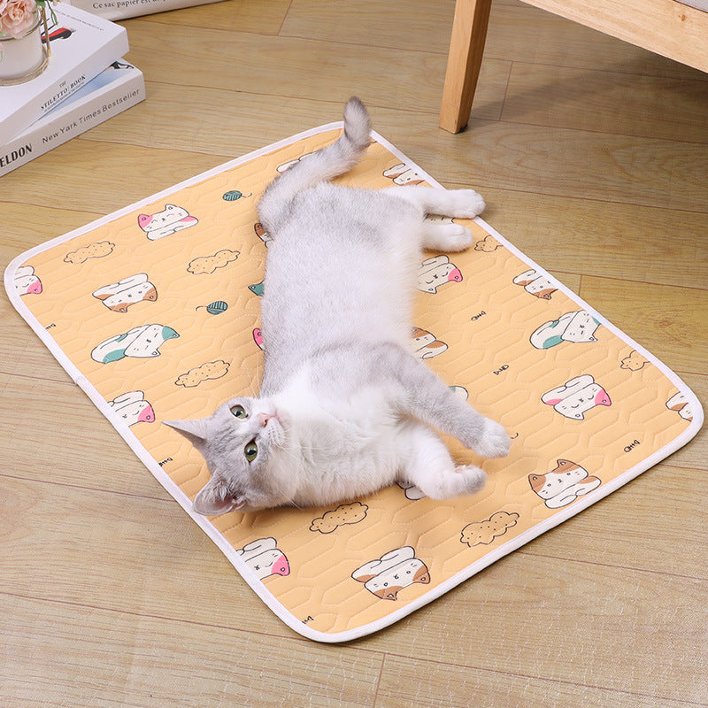 2-Pack Orange Cat Pet Summer Cooling Latex Pad (S Size: 40x30cm) - Breathable Ice Silk & Latex-Filled Dog Bed Cat Sleeping Mat with Non-Slip Base - view 6