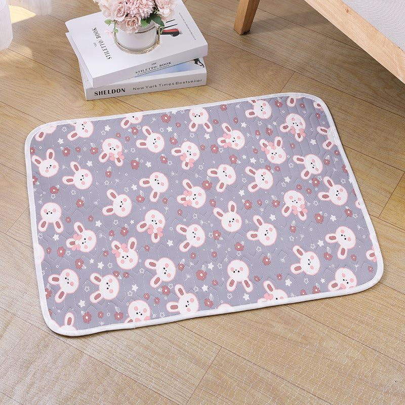 2-Pack Gray Rabbit Pet Summer Cooling Latex Pad (L Size: 60x45cm) - Breathable Ice Silk & Latex-Filled Dog Bed Cat Sleeping Mat with Non-Slip Base