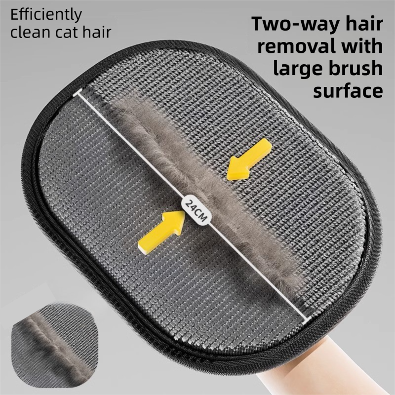 2-Pack Pet Hair Removal Tool (24x18CM) - Reusable Static Removal Gloves, Double-Sided Grooming Gloves for Pets, Removes Pet Fur Hair for Carpets - view 2