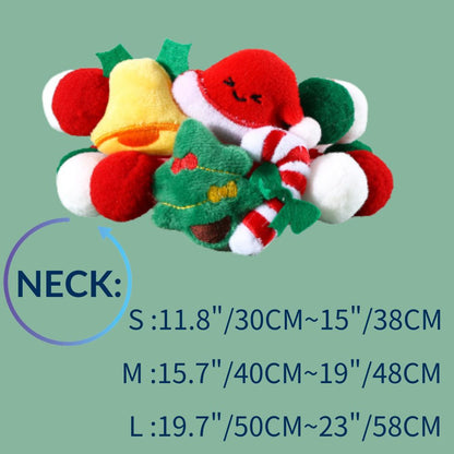 Christmas Pet Pom-Pom Adjustable Cotton Collar Set(2-Pack Size S) - Cat and Dog Holiday Costume, Cute Bell Hat and Tree Umbrella Designs - view 4