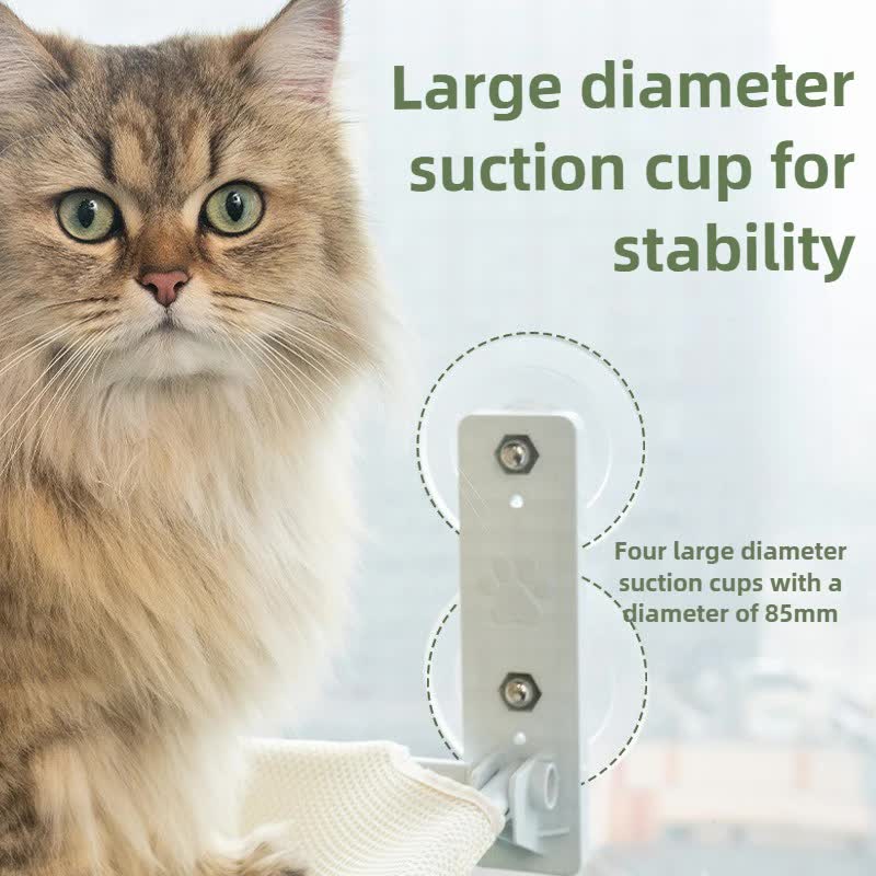 Foldable Window Grey Breathable Mesh Cat Perch(52 x 30 cm) - Cat Hammock with 85mm Strong Dual Suction Cups for Indoor Cats - view 3