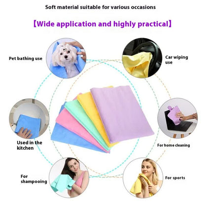 2-Pack Large Size Super Absorbent Quick Drying Pet Towel with Storage Canister(65x42CM) - Non Hair-Stick PVA Bath Towel for Dogs & Cats, Random Color - view 3
