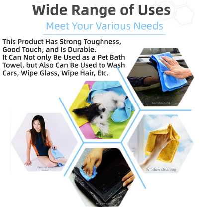 2-Pack Large Size Super Absorbent Quick Drying Pet Towel with Storage Canister(65x42CM) - Non Hair-Stick PVA Bath Towel for Dogs & Cats, Random Color - view 4