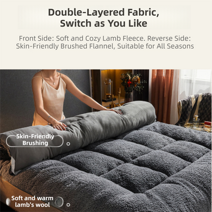 Superior Insulation Grey Dual-Sided Pet Sleeping Mat(40X60CM) for Dogs & Cats - 3D Thickened Support & Durable Wavy Quilting, Reversible Lamb Velvet & Brushed Cotton Bed - view 3