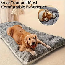 Superior Insulation Grey Dual-Sided Pet Sleeping Mat(45X90CM) for Dogs & Cats - 3D Thickened Support & Durable Wavy Quilting, Reversible Lamb Velvet & Brushed Cotton Bed