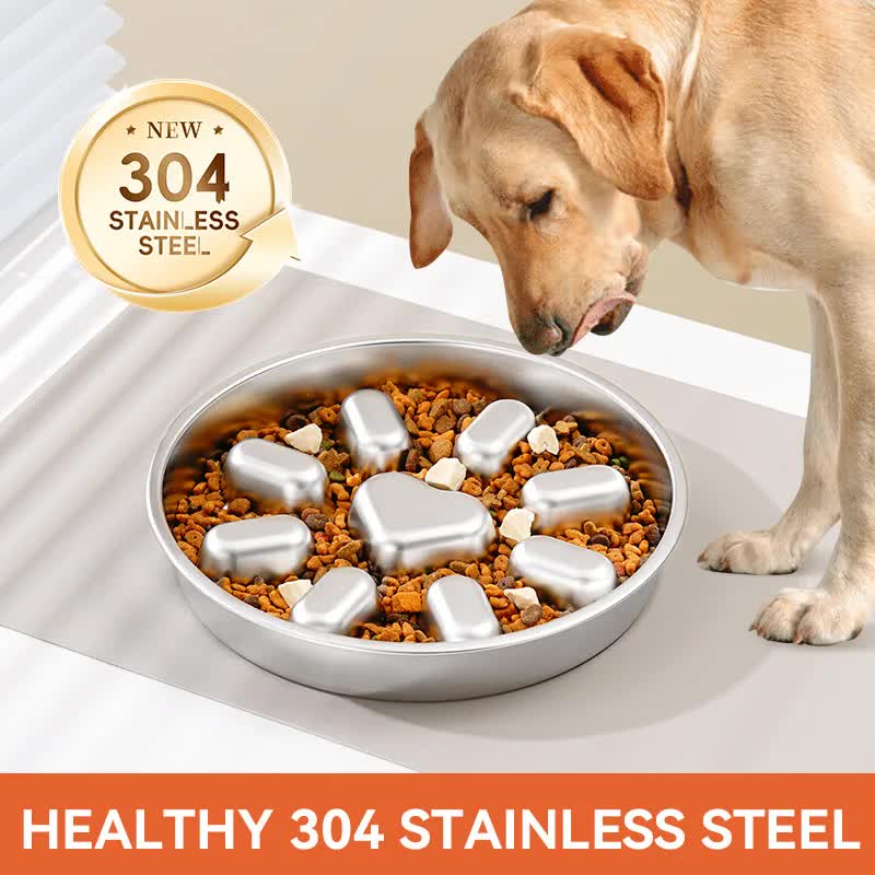 2-Pack Reversible Heavy-Duty 304 Stainless Steel Slow Feeder Bowl(23x23x3.5CM) - Anti-Slip/Tip Pet Dish for Dogs & Cats to Prevent Bloating and Choking - view 3